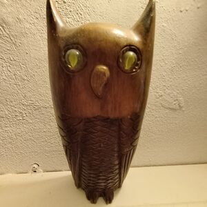 Handcrafted Brown Owl Sculpture 10 Tall